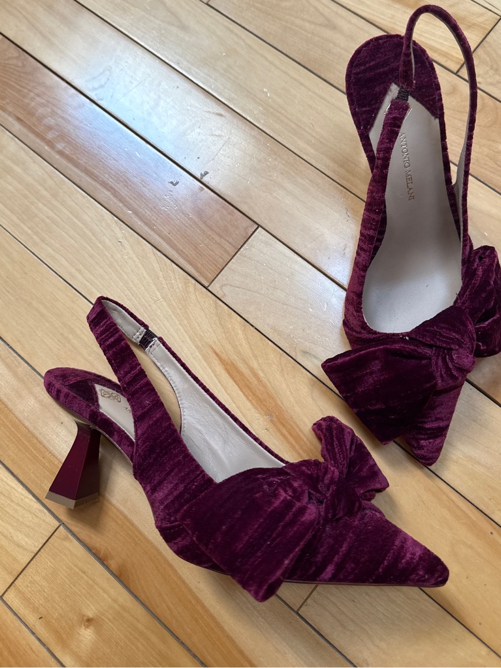 Lenore Velvet Bow Slingback Heels - Picture 3 of 6